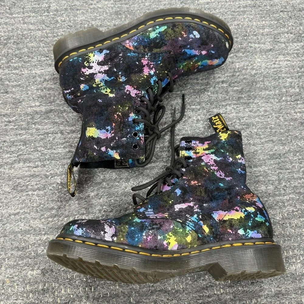 Dr. Martens 1460 Pascal Shoes Rainbow Burst Boots Women 7 Suede Grunge Goth